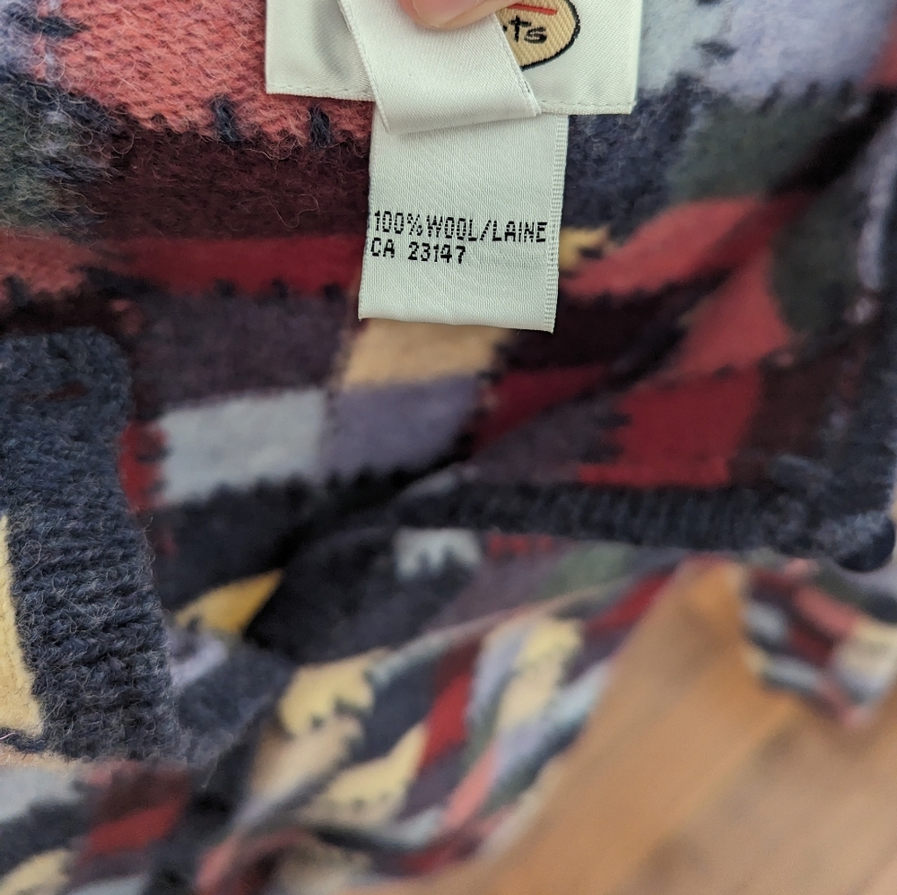 Wool Colorful Patchwork Cardigan, L - Picture 3 of 4